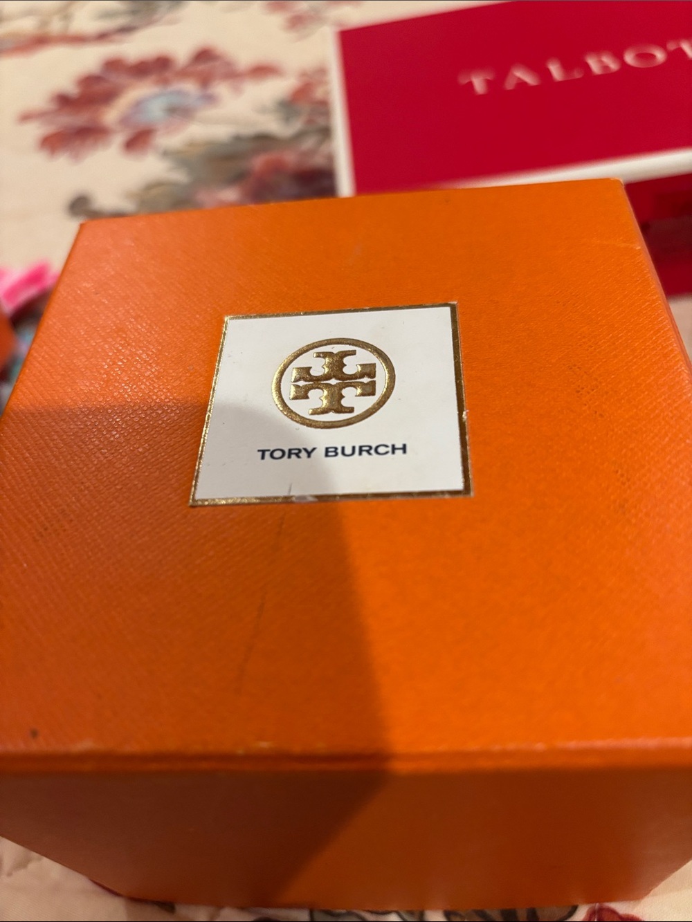 Tory Burch Bright Orange Jewelry Case with Gold Logo